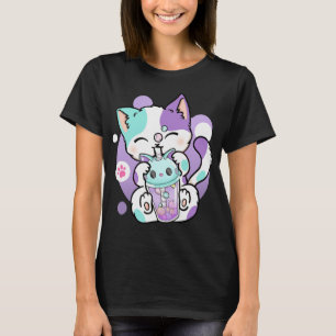 T-shirt Anime Kawaii Chat Boba Buble Tea Neko Boba Tea Cat