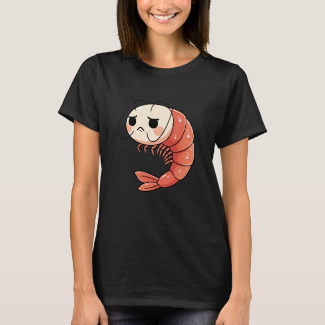 T-shirt Anime Kawaii Shrimp Chibi, Cute Grumpy Shrimp Mang (Devant)