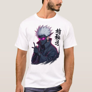 T-shirt Anime Ninja futuriste avec cyber-visiteur brillant