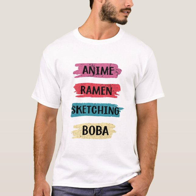 T-shirt Anime Ramen Sketching Boba (Devant)