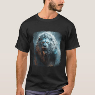 T-shirt Anime White Lion Roaring Growling Charger Portrai
