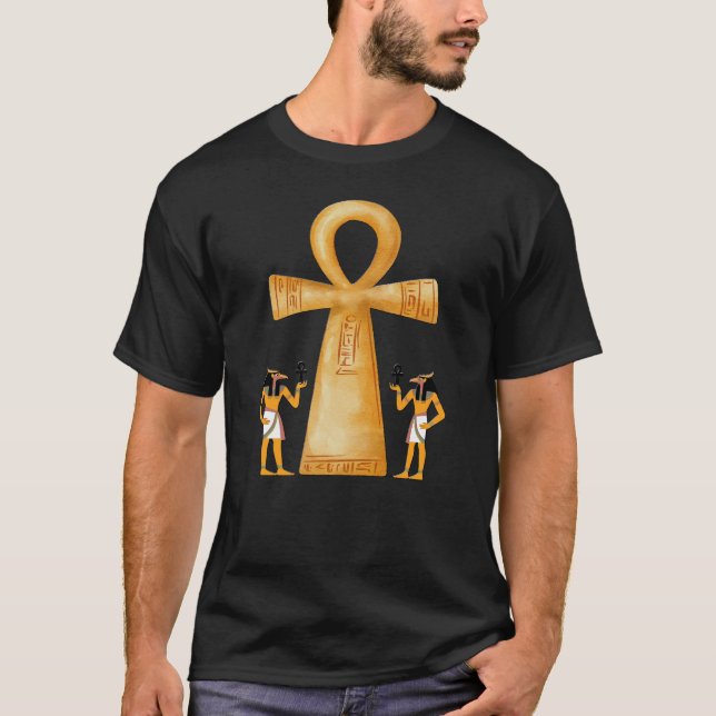 T-shirt Ankh Key Of Life On Hieroglyph (Devant)