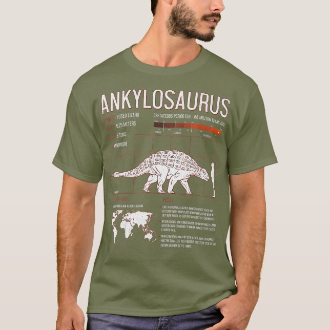 T-shirt Ankylosaurus Dinosaur Faits Paléontologue Nerd (Devant)
