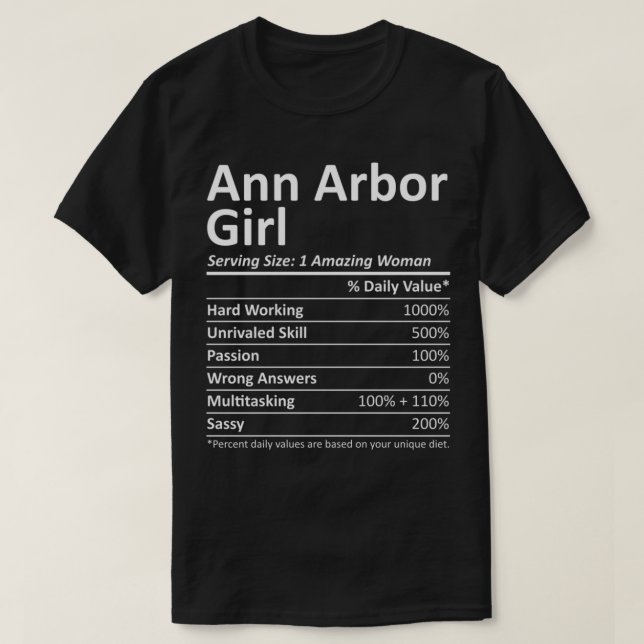T-shirt ANN ARBOR GIRL MI MICHIGAN Funny City Accueil Raci (Design devant)