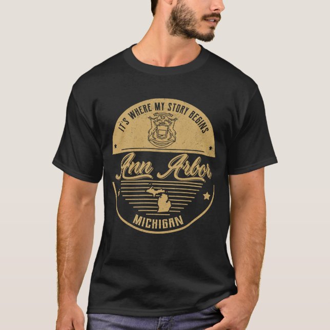 T-shirt Ann Arbor Michigan C'est là que commence mon histo (Devant)