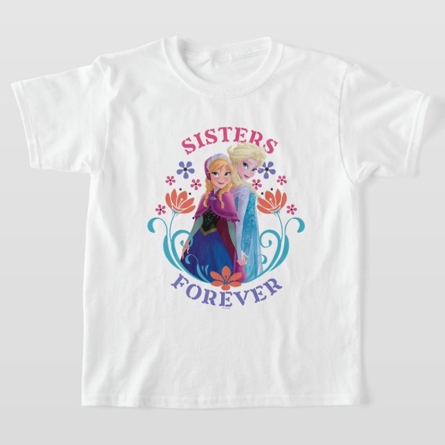 T-shirt Anna et Elsa | Soeurs aux fleurs (Poser)