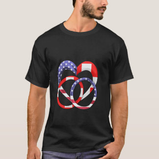 T-shirt Anneaux de mariage de cœur de drapeau américain Ma
