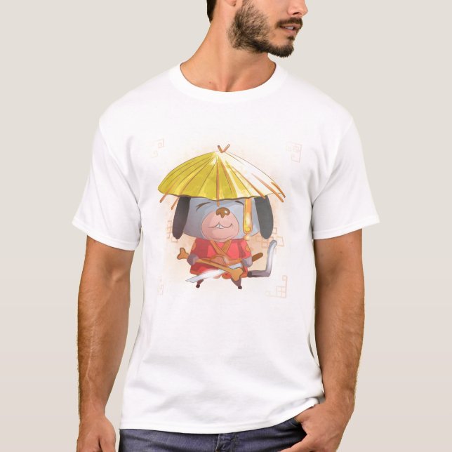 T-shirt Année aquarelle du chien, Samurai (Devant)