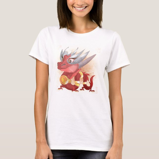 T-shirt Année aquarelle du dragon, Samurai (Devant)