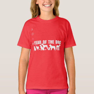 T-shirt Année chinoise du chien coutume 2018 fille Tee