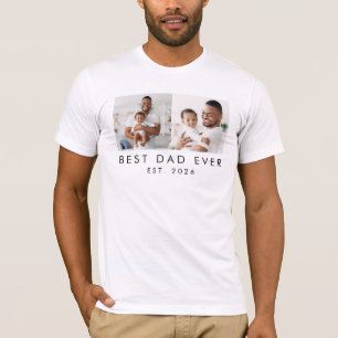 T-shirt Année de création 2 Photos Meilleur Papa Ever 