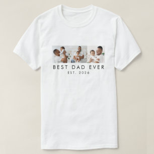 T-shirt Année de création 3 Photos Meilleur Papa Ever 