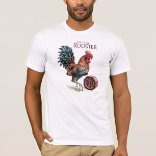 T-shirt Année de la chemise des hommes de coq