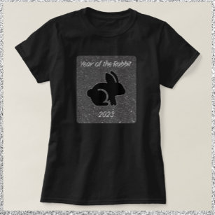 T-shirt Année de la Parties scintillant noire lapin
