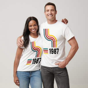 T-shirt Année de naissance personnalisée Rétro Bandes ondu