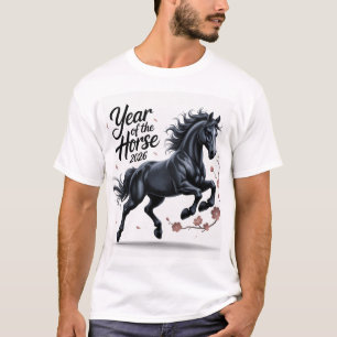 T-shirt Année du Cheval 2026 avec Fleur de Cerise