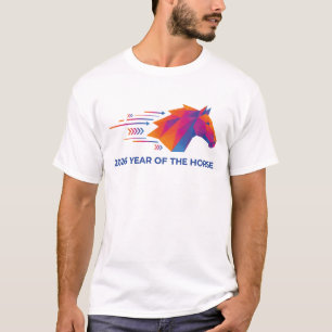T-shirt Année du Cheval 2026 Moderne Géométrique Coloré 