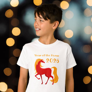 T-shirt Année du Cheval de Feu 2026 Chinois Zodiac Boy's