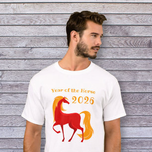 T-shirt Année du Cheval de Feu 2026 chinois Zodiac hommes