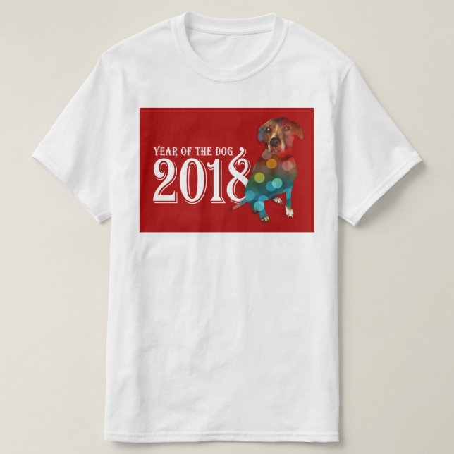 T-shirt Année du chien 2018 Double exposition (Design devant)
