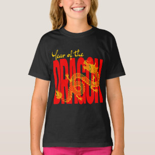 T-shirt Année du Dragon Rouge Or