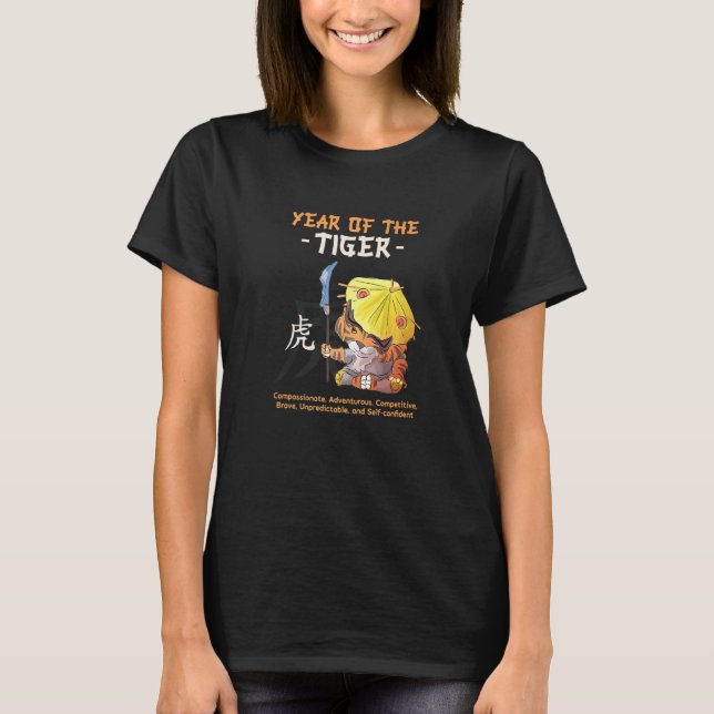 T-shirt Année Du Tigre Chinois Zodiaque Animal Signe (Devant)