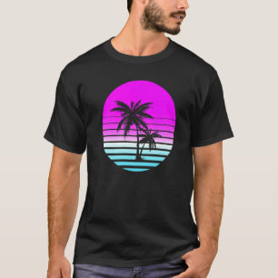 T-shirt Années 80 Vaporwave Sunset Palm Trees Bea