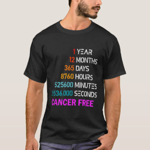 T-shirt Années Cancer Cadeaux gratuits 1 an Cancer du sein