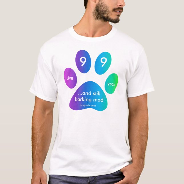 T-shirt années de chien d'arc-en-ciel de timepodz - 99 (Devant)