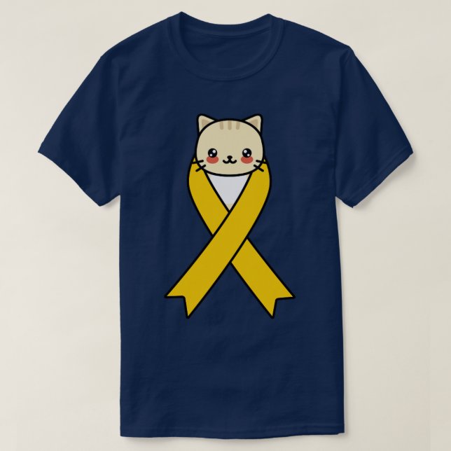 T-shirt Annexe Sensibilisation au cancer Ribbon Kawaii Cat (Design devant)
