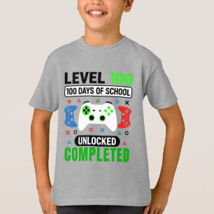 T-shirt anniversaire 100 Jours d'école Niveau Débloqué Jou