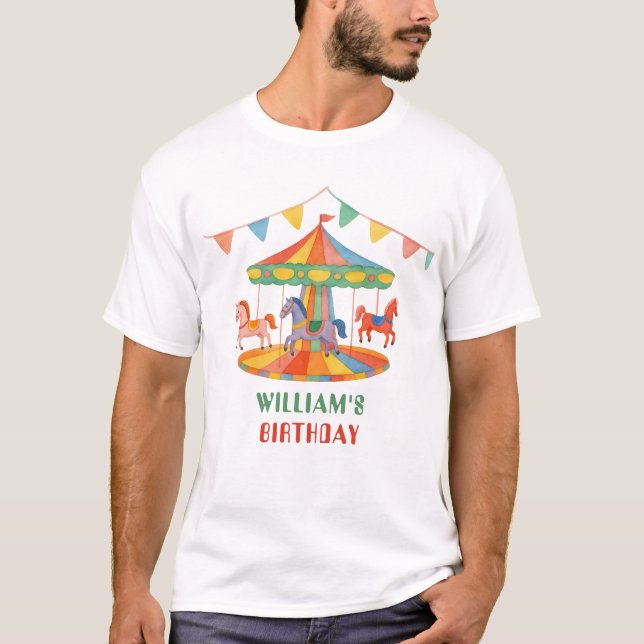 T-shirt Anniversaire adorable du carrousel (Devant)