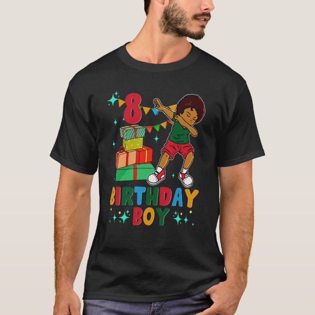T-shirt Anniversaire African American Boy 8e anniversaire  (Devant)