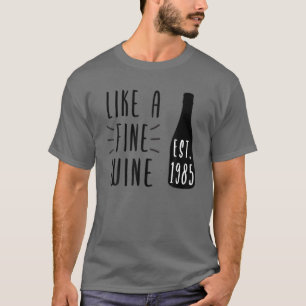 T-shirt Anniversaire Amateur De Vins Depuis 1985 Bouteille