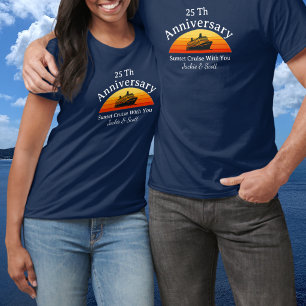T-shirt Anniversaire Croisière de mariage 25 ans Bleu Pers