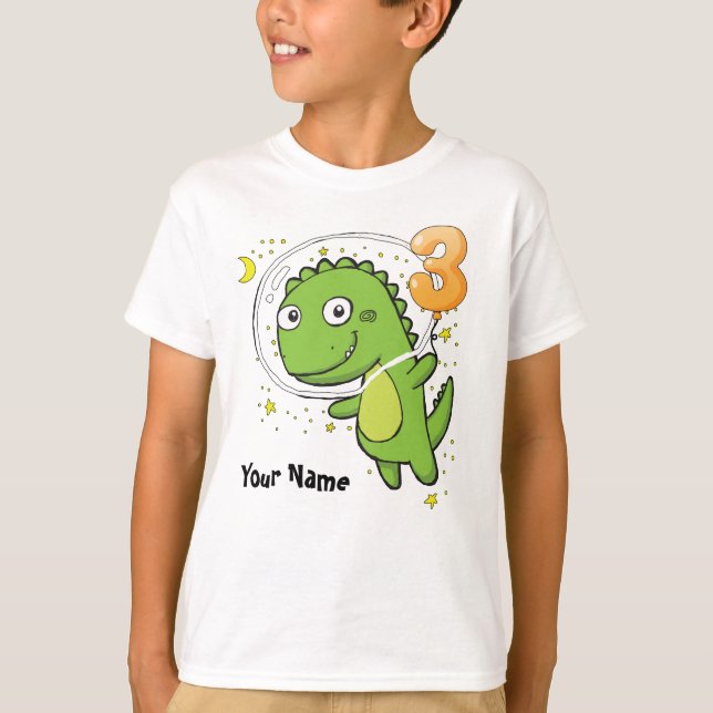 T-shirt Anniversaire d'astronaute de dinosaure 3ème (Devant)