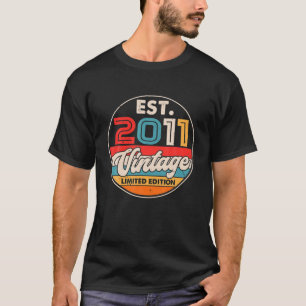 T-shirt anniversaire De 11 Ans Né En 2011 Vintage 11E Anni