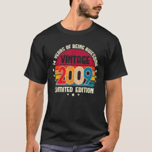 T-shirt anniversaire de 14 ans Vintage 2009 14e anniversai