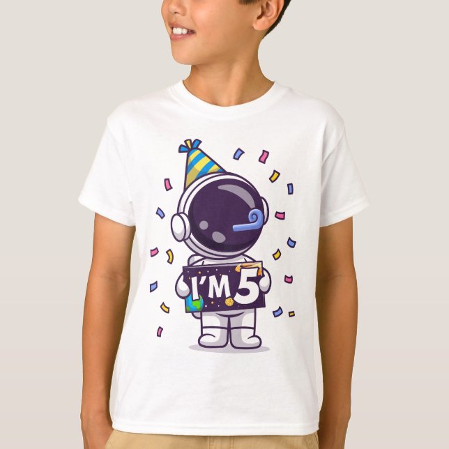 T-shirt Anniversaire de 5 astronautes (Devant)