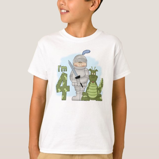 T-shirt Anniversaire de chevalier de dragon 4ème (Devant)