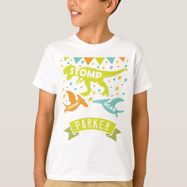 T-shirt Anniversaire de Dinosaur Personnalisé (Devant)