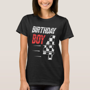 T-shirt Anniversaire de enfant Boy 4 Four Racing Drapeau 4