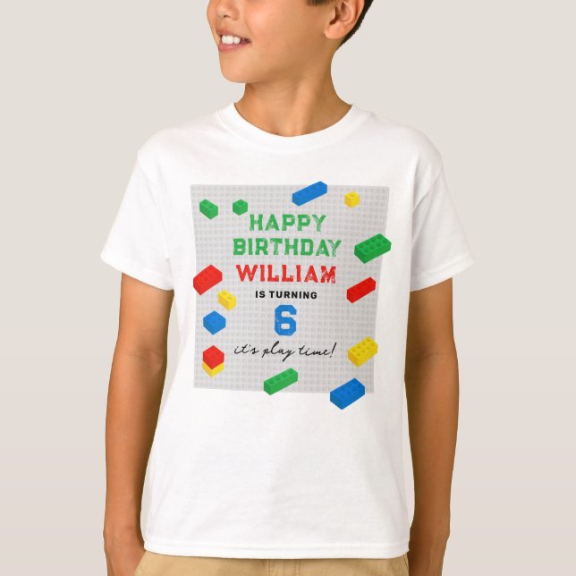 T-shirt Anniversaire de enfant de blocs de construction co (Devant)