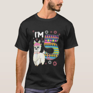 T-shirt Anniversaire de enfant Llama I'm 5 year old Girl T