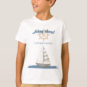 T-shirt Anniversaire de enfant nautique   Bateau bleu et b