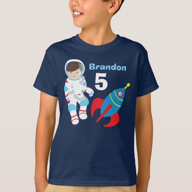 T-shirt Anniversaire de enfant spatial de l'astronaute coo (Devant)
