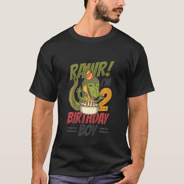T-shirt Anniversaire de enfant Trex Dinosaur 2e anniversai (Devant)