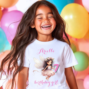 T-shirt Anniversaire de fée à l'aquarelle rose fantaisie