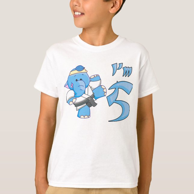 T-shirt Anniversaire de karaté d'éléphant 5ème (Devant)