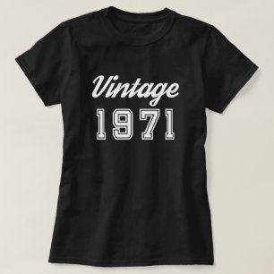 T-shirt Anniversaire de naissance Vintage 1971 Noir